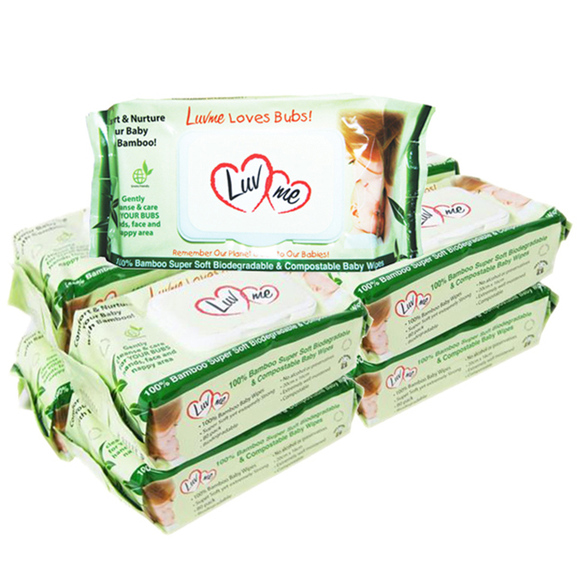 Baby wet wipes 100% bamboo fabric , 100% biodegradable